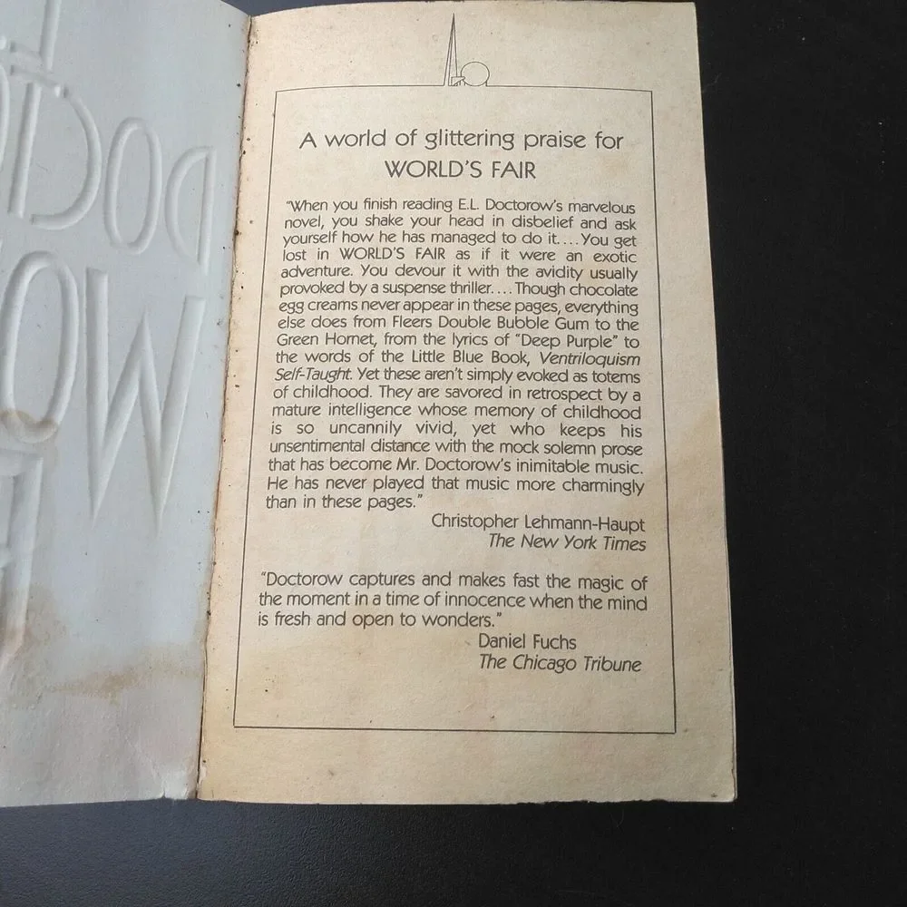 World's Fair, E. L. Doctorow, 1986/1986 vgc paperback, free shipping